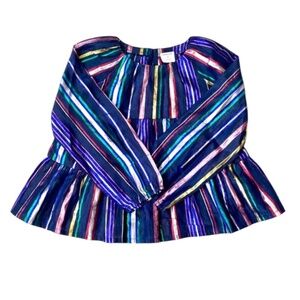 Crewcuts J.Crew Kids Blouse Top M 8-9 Girls Rainbow Blouse Stripe Long Sleeve